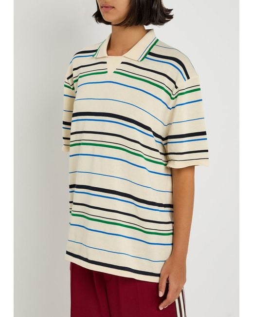 Wales Bonner Gray Adidas X Striped Knit Polo Shirt