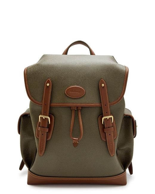 Mulberry Brown Heritage Pebbled Leather Backpack for men