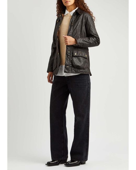 Barbour Black Reighton Waxed Cotton Jacket