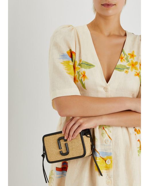 Marc Jacobs The Snapshot Mini Straw Crossbody Bag in Black Lyst