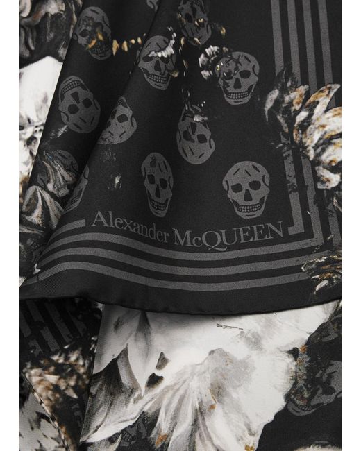 Alexander McQueen Black Chiaroscuro Biker Printed Silk Scarf