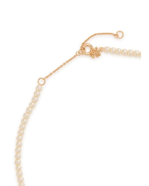 Tory Burch White Kira 18Kt-Plated Necklace