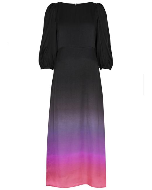 Olivia Rubin Purple Lara Ombré Satin Midi Dress