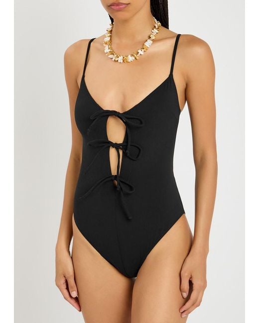Lisa Marie Fernandez Black Three Tie Maillot Swimsuit
