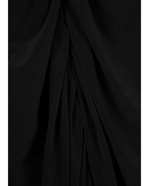 Norma Kamali Black Diana Asymmetric Ruched Jersey Midi Dress