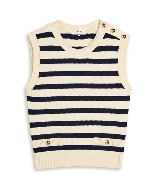 FRAME Blue The Harbor Striped Knit Tank