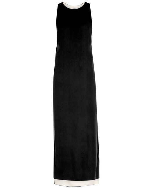 Totême  Black Layered Racer-Back Crepe Midi Dress