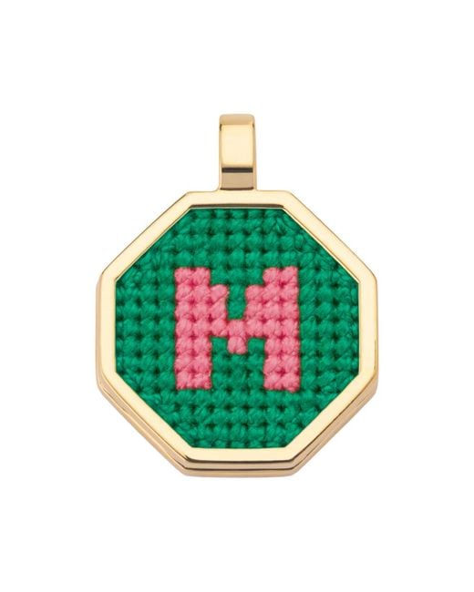 Maria Frering Green Letter M Pendant-Plated Necklace