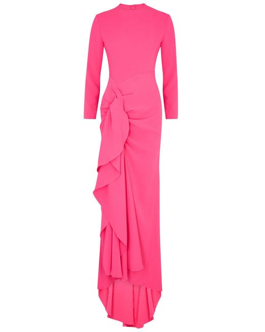 Solace London Pink Nia Ruffled Maxi Dress