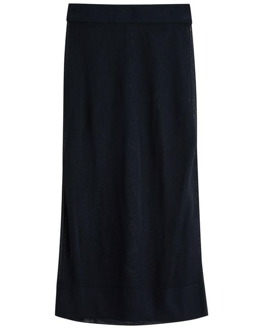 Saint Laurent Black Semi-Sheer Knitted Midi Skirt