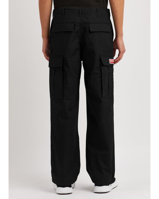 KENZO Blue Workwear Cotton Cargo Trousers for men