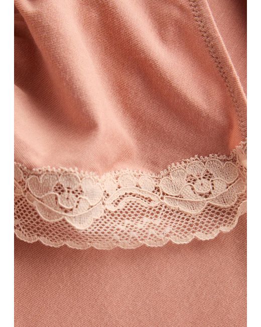 Eberjey Pink Flora Lace-Trimmed Jersey Chemise