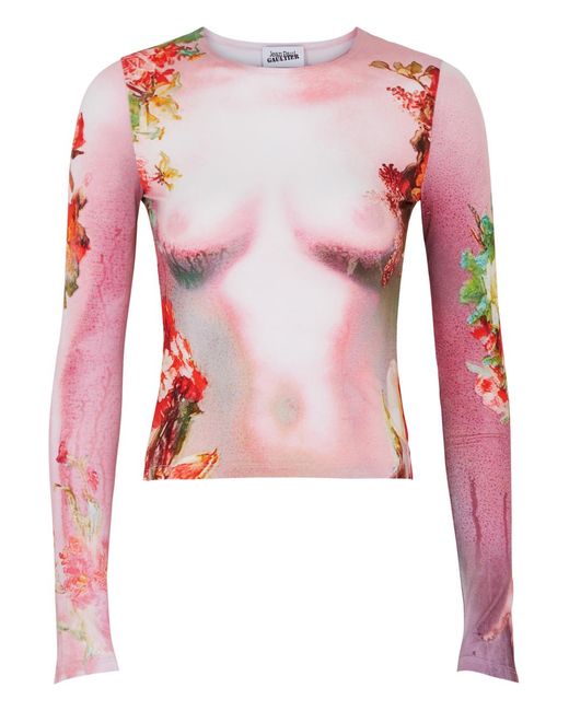 Jean Paul Gaultier Pink Trompe L'oeil Ribbed Wool-blend Midi Dress