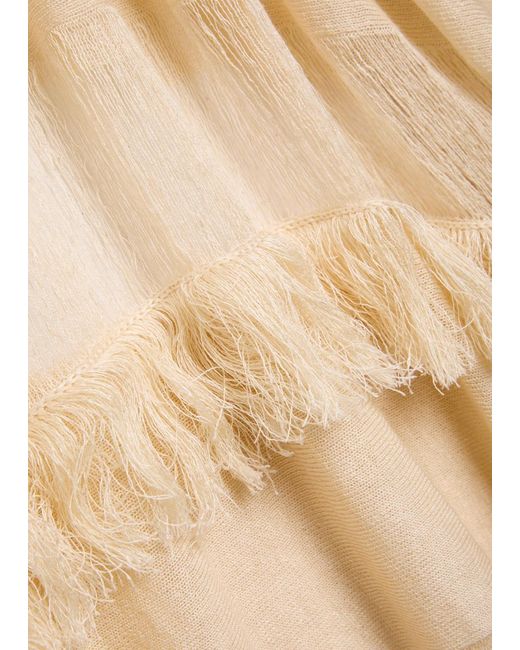 Caravana Natural Ladder Effect Fine-Knit Linen-Blend Maxi Dress