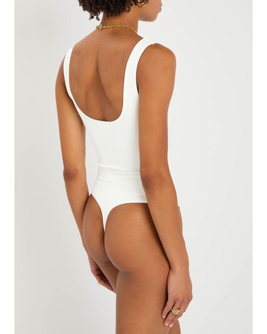 GOOD AMERICAN White Scuba Modern Tank Stretch-Jersey Bodysuit