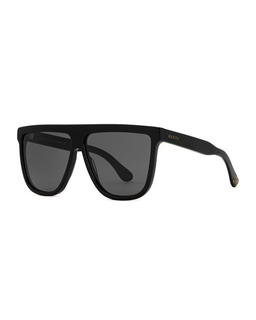 Gucci Flat Top Sunglasses in Black for Men | Lyst