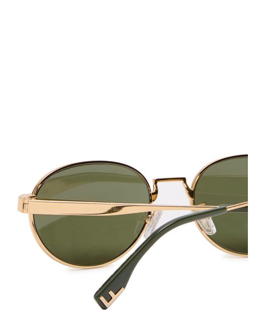 Fendi Green Oval-Frame Metal Sunglasses for men