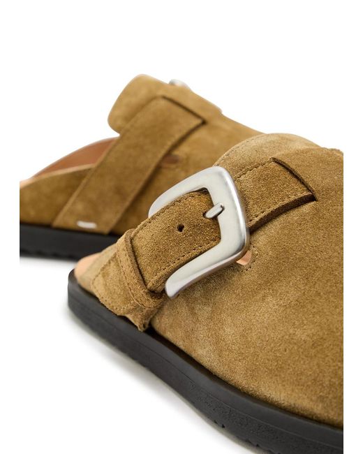 Maison Margiela Brown Tabi Buckle Suede Mules