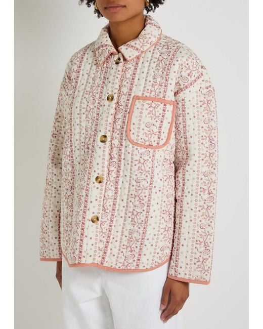 Free People Pink Alexie Printed Cotton Jacket