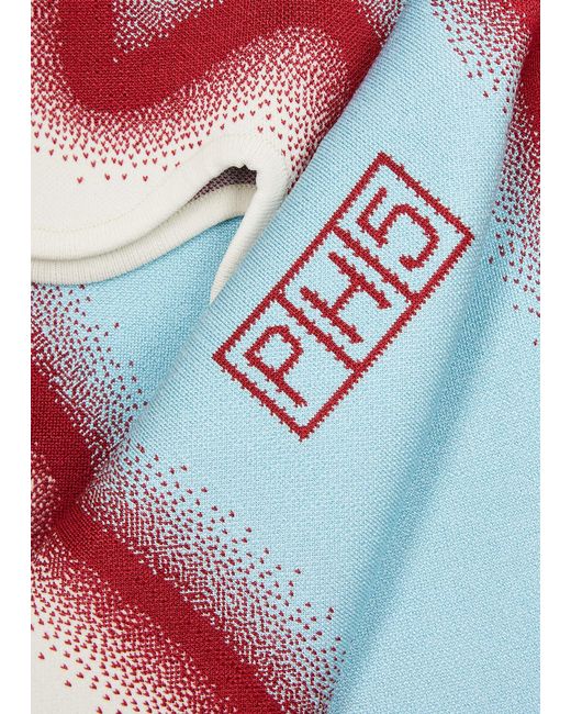 Ph5 Blue Brooklyn Intarsia Stretch-Knit Midi Dress