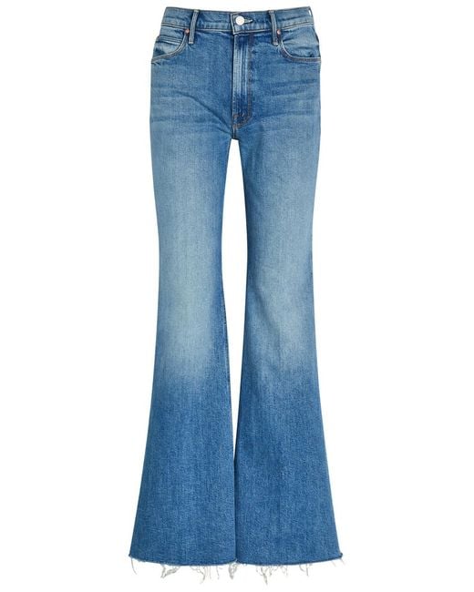 Mother Blue The Doozy Fray Flared-Leg Stretch-Denim Jeans