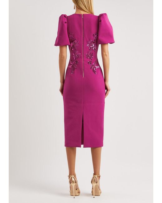 Rebecca Vallance Purple Venetia Sequin-embellished Midi Dress