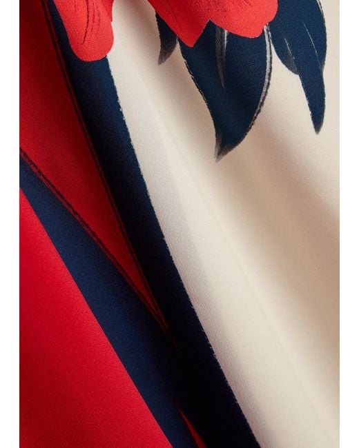 LaDoubleJ Red Floral-Print Stretch-Crepe Midi Dress