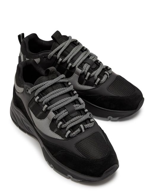 Cleens Black Aero Runner Panelled Mesh Sneakers for men