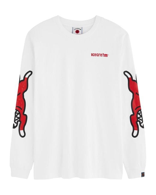 ICECREAM White Running Dog Printed Cotton Top for men