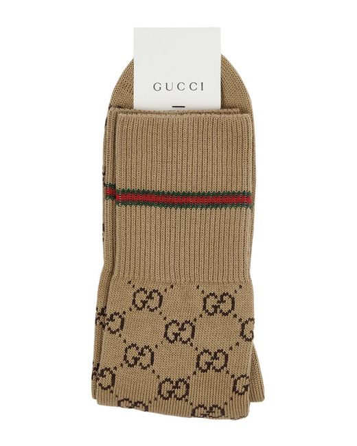 Gucci Natural Gg Cotton-Blend Socks for men