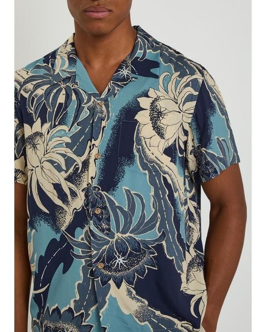 J.W. Anderson Blue Floral-Print Woven Shirt for men