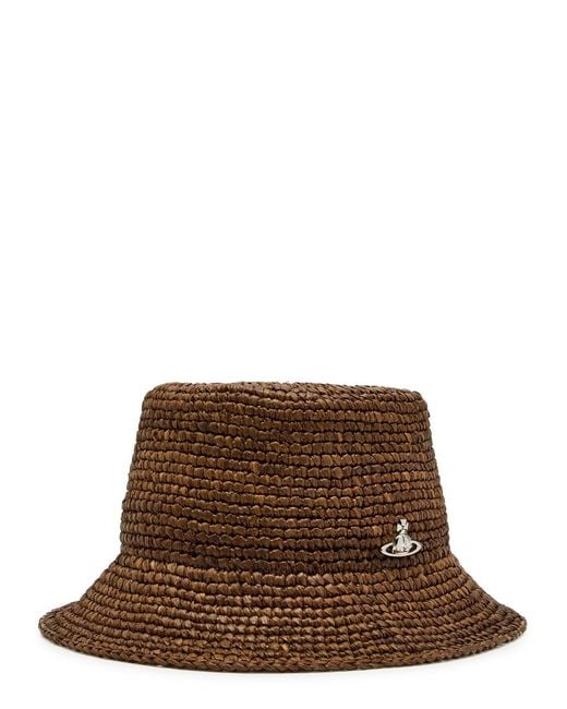 Vivienne Westwood Brown Orb Raffia Bucket Hat
