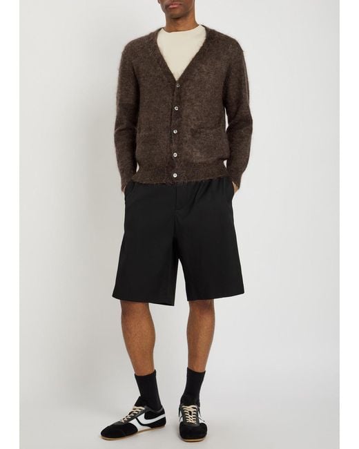vowels Brown V-Neck Mohair-Blend Cardigan for men