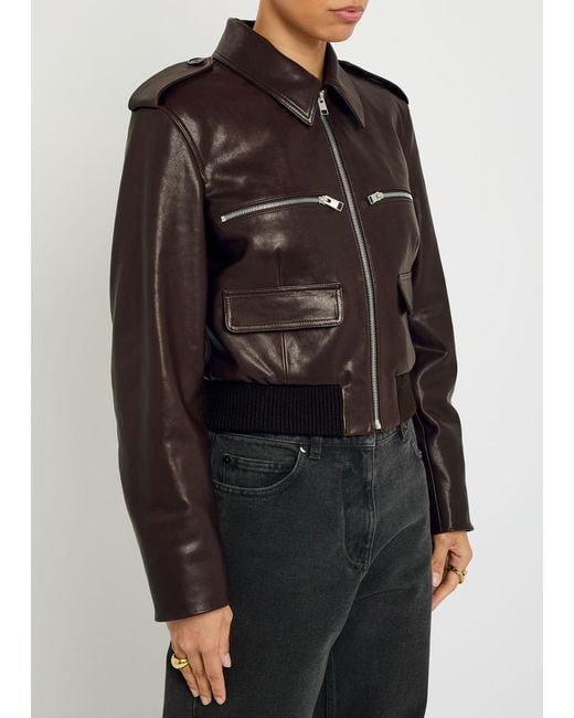 FRAME Brown The Aviator Quilted Leather Jacket