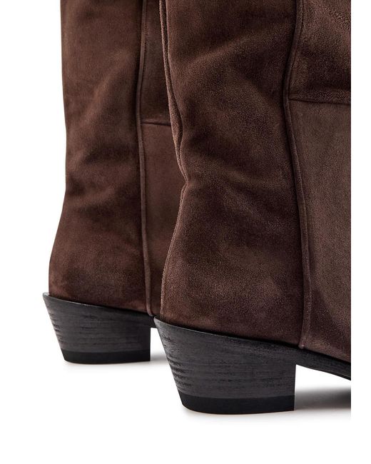 Khaite Brown Clive 35 Draped Suede Mid-Calf Boots