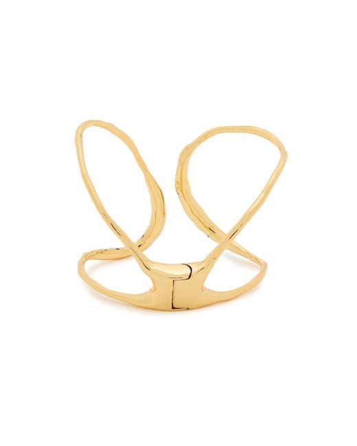 Alexis Metallic Solanales Crystal-Embellished 14Kt-Plated Cuff