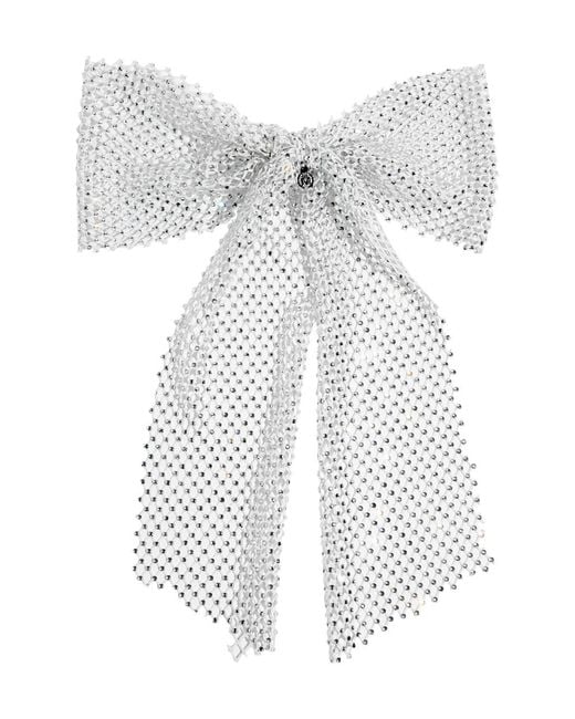 Maison Michel White Wicole Crystal-embellished Bow Hair Clip