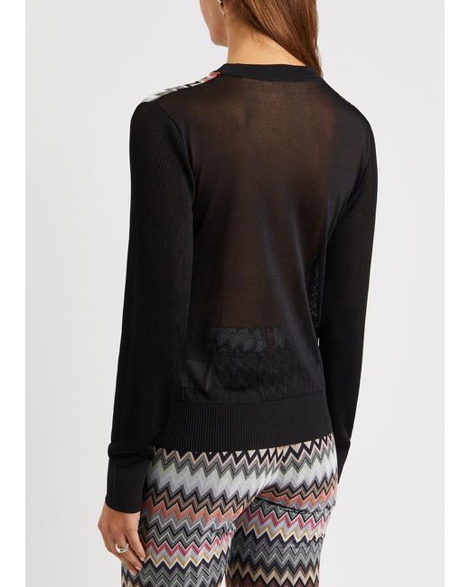 Missoni Gray Zigzag Panelled Knitted Jumper