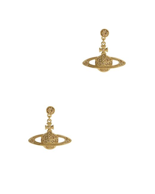 Vivienne Westwood White Mini Bas Relief Orb Drop Earrings
