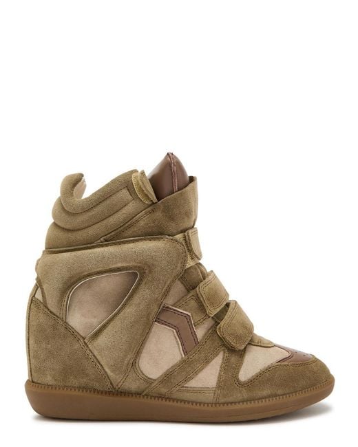 Isabel Marant Brown Bekett Panelled Leather And Suede Sneakers