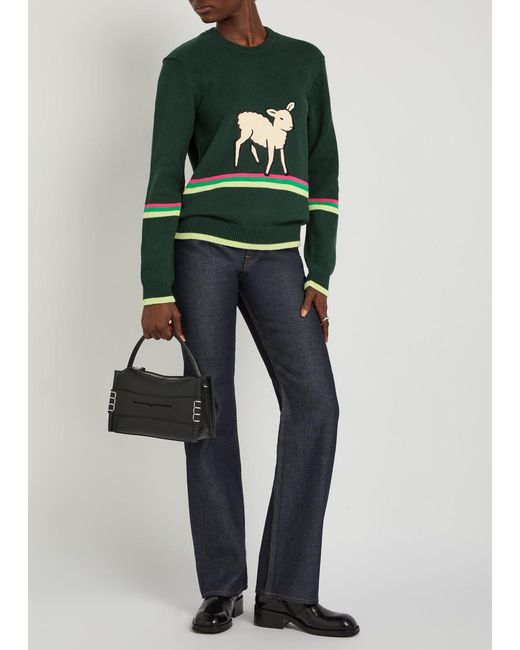 J.W. Anderson Green Sheep Striped Cotton-Knit Jumper