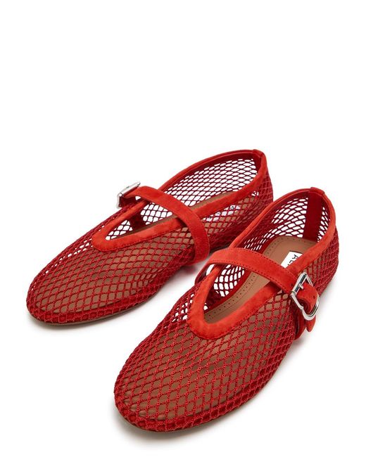 Alaïa Red Mesh And Suede Ballet Flats