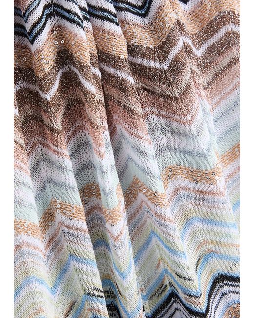 Missoni Gray Zigzag Embellished Metallic Knitted Maxi Dress