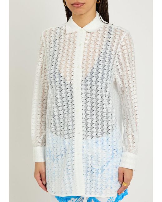 Melissa Odabash White Daria Lace Cover-Up Shirt