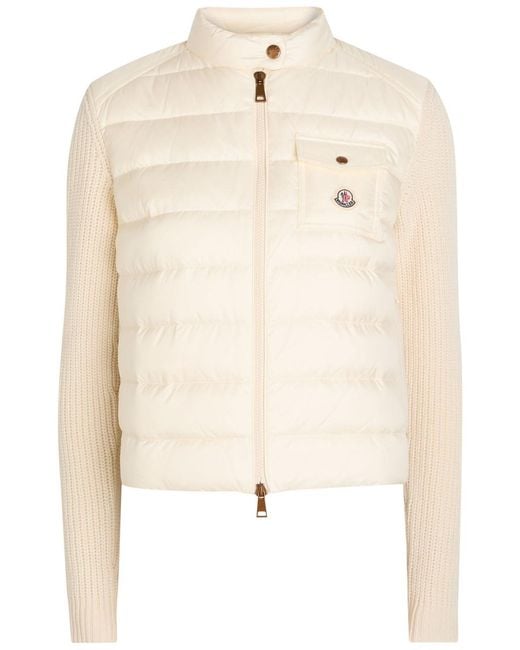 Moncler Natural Quilted Wool And Cashmere-Blend Cardigan