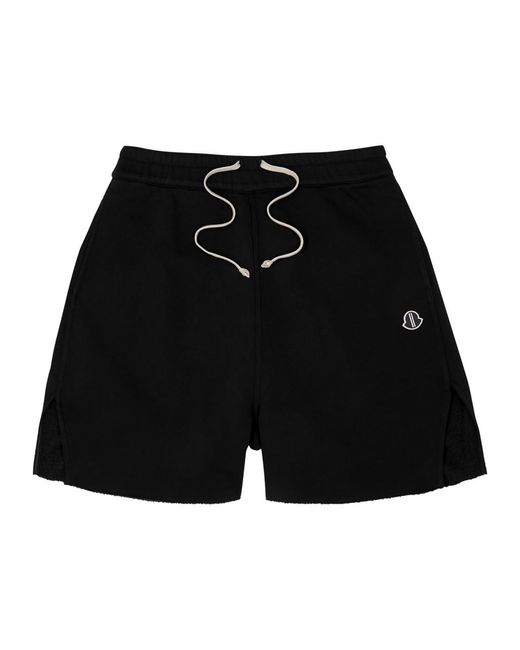 Rick Owens Black X Moncler Logo Cotton Shorts for men