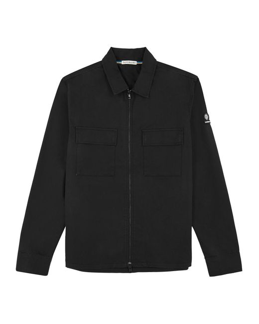 Sandbanks Black Stretch-Cotton Overshirt for men