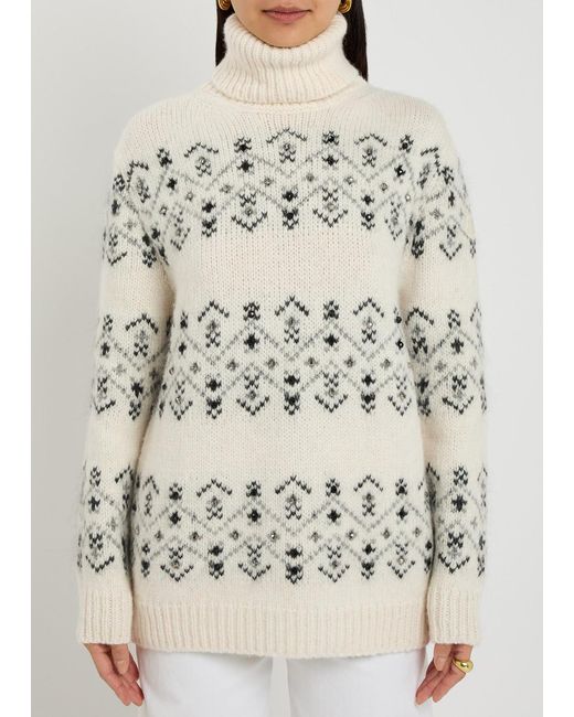 Moncler Gray Fair Isle Alpaca-Blend Jumper