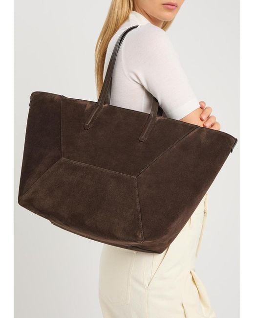 Brunello Cucinelli Brown Bead Medium Suede Tote