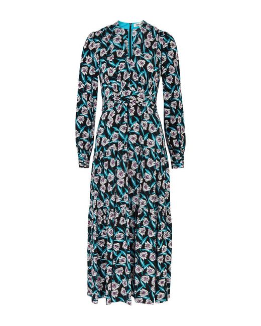 Diane von Furstenberg Blue Gil Floral-print Jersey Midi Dress